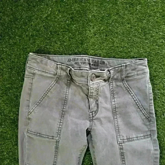 American Eagle Super High Rise Jegging Crop Jeans Sz 0 Next Level Stretch Light - Picture 3 of 9